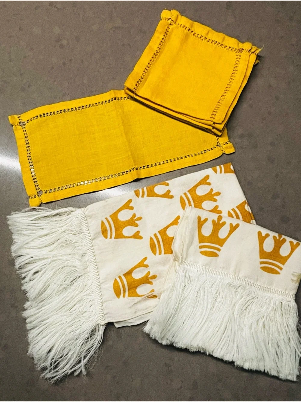 Marigold Linen and Linen Fringe Napkin Set
